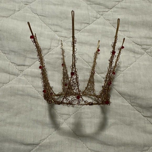 Small Elegant Gold Wire Crown with Red Accents main image 8